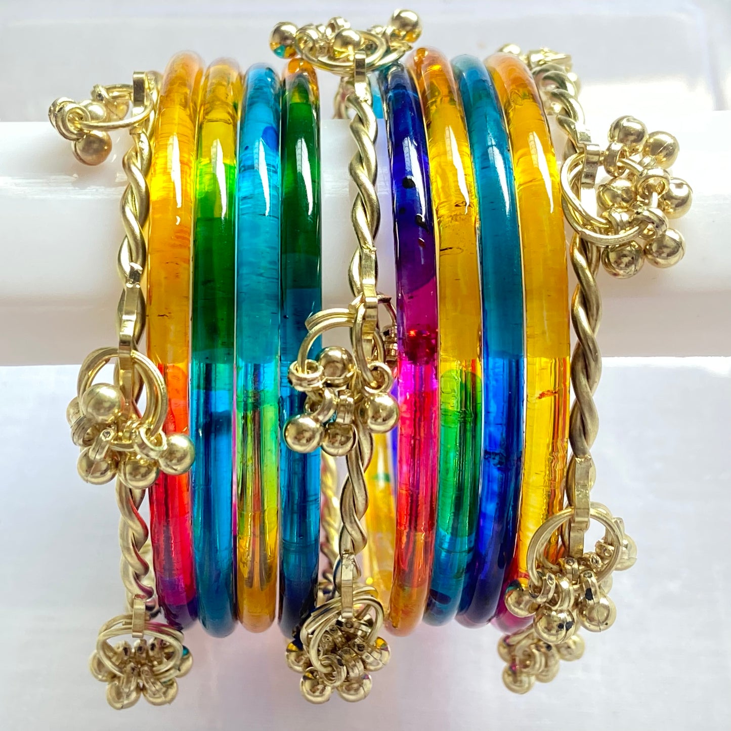 Deep Multicolor Jelly Bangles Set