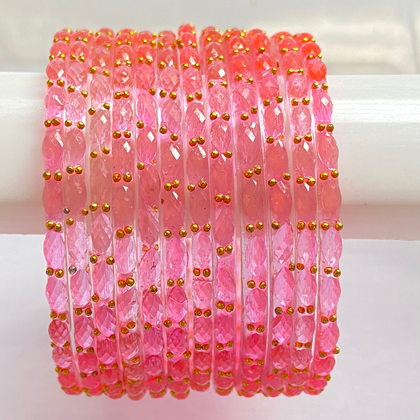 Pink Raindrop Bangles Set