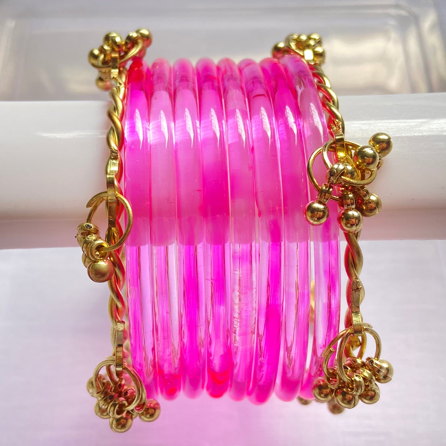 Pink Jelly Bangles Set