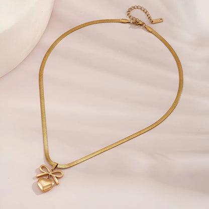Bow Heart Pendant Necklace