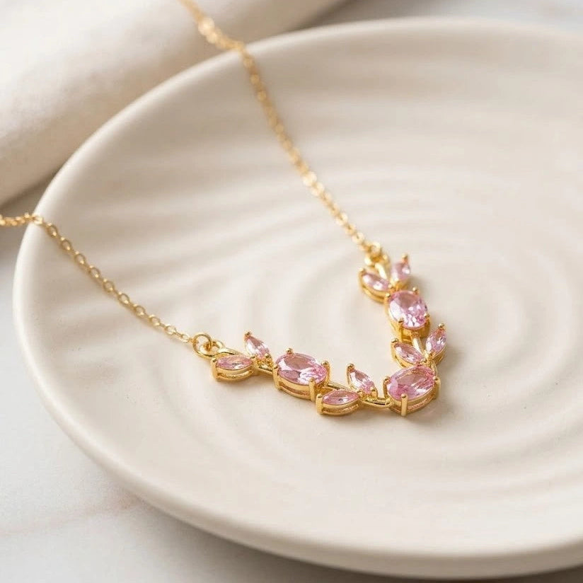 Tulip Necklace (Gold Pink)