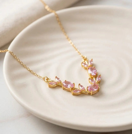 Tulip Necklace (Gold Pink)