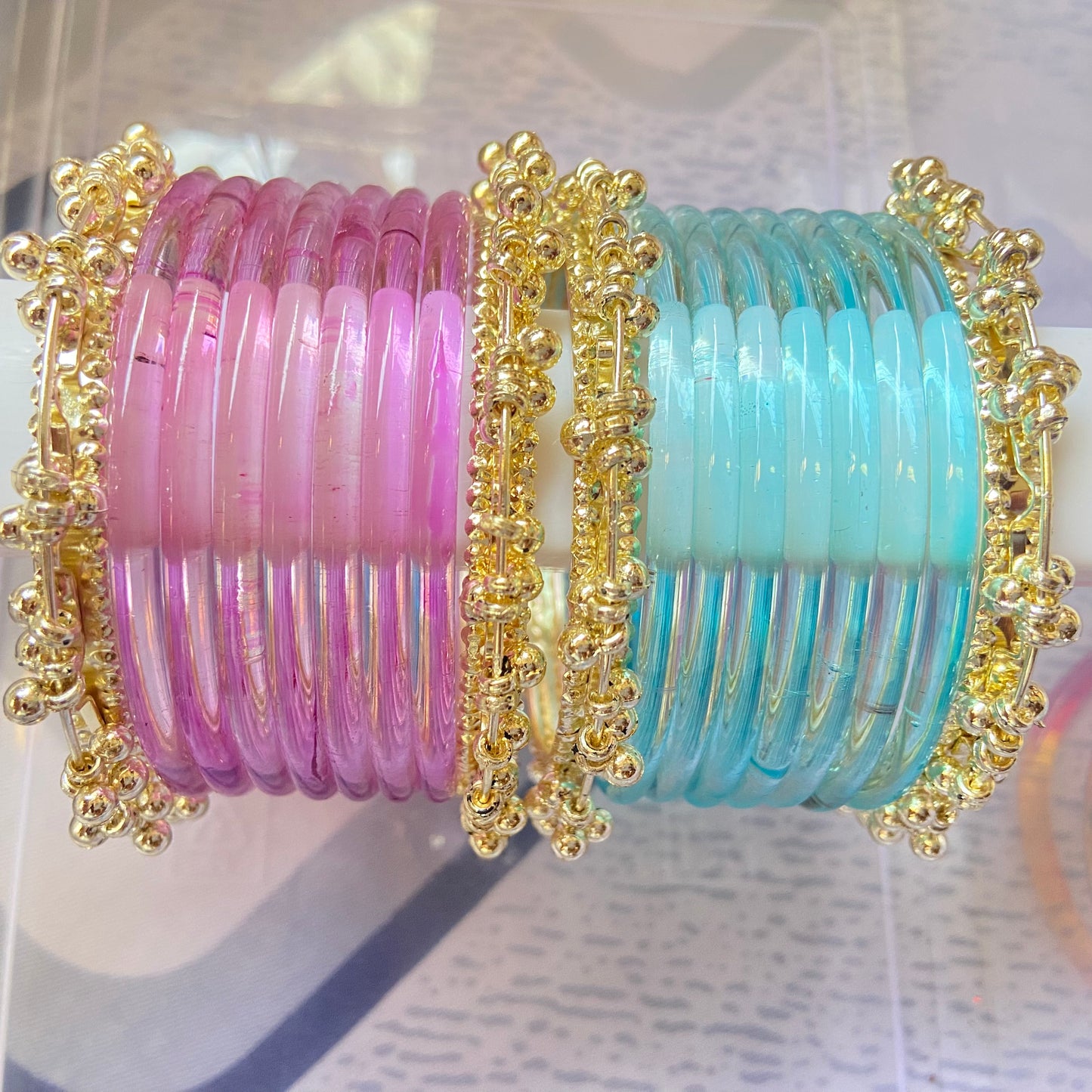 Jelly Bangles Light Pink & Light Blue Combo