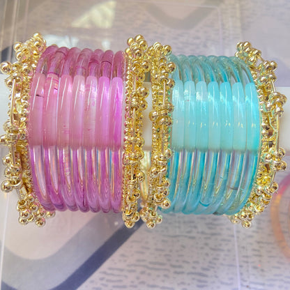 Jelly Bangles Light Pink & Light Blue Combo