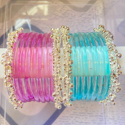 Jelly Bangles Light Pink & Light Blue Combo