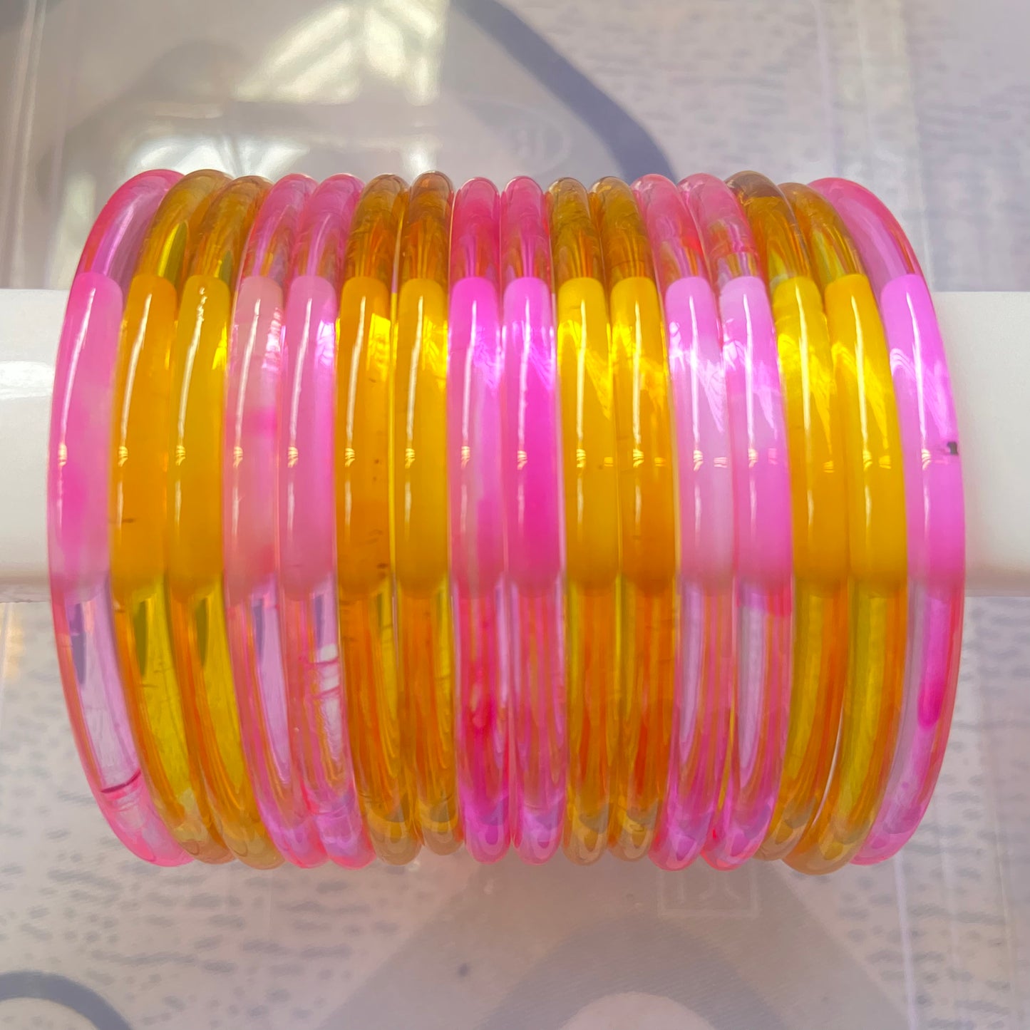 Jelly Bangles Pink & Golden Combo