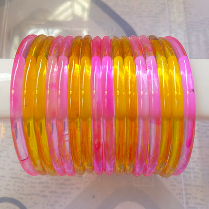 Jelly Bangles Pink & Golden Combo