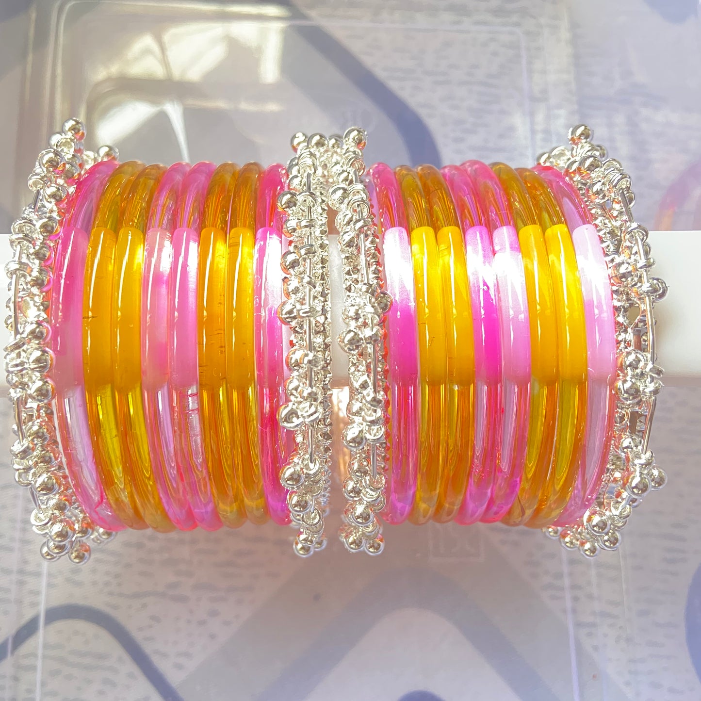 Jelly Bangles Pink & Golden Combo