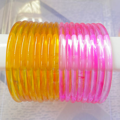 Jelly Bangles Pink & Golden Combo