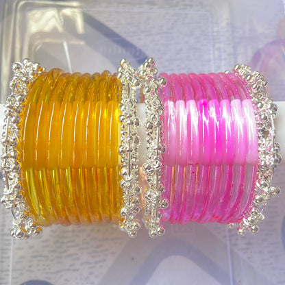 Jelly Bangles Pink & Golden Combo