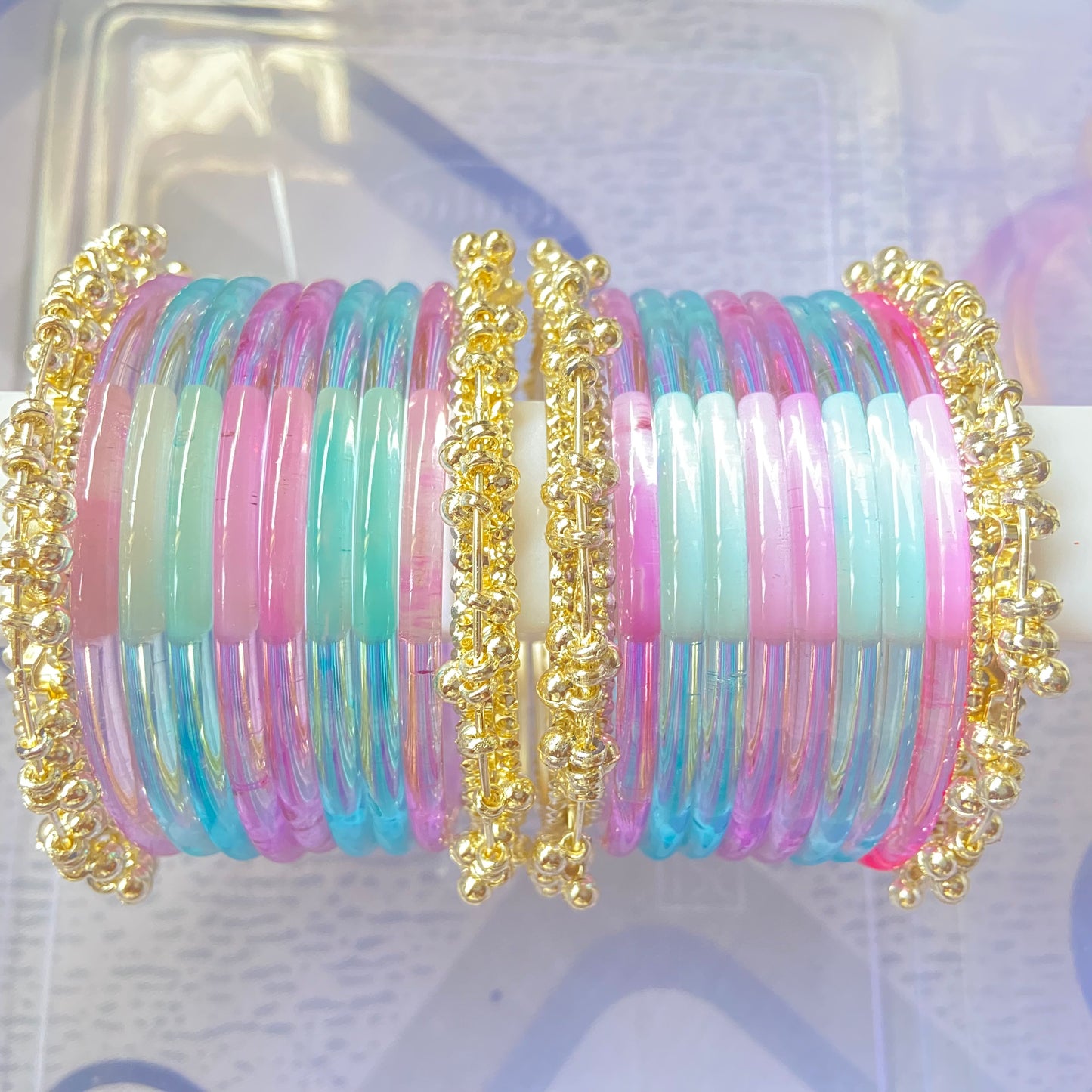 Jelly Bangles Light Pink & Light Blue Combo
