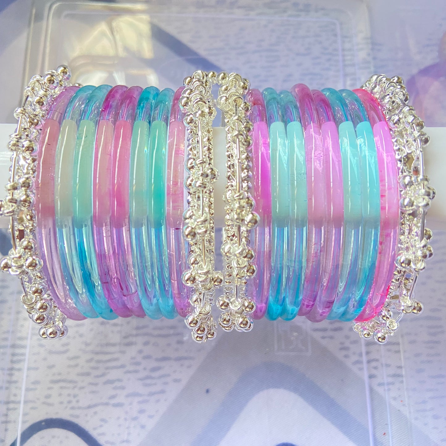 Jelly Bangles Light Pink & Light Blue Combo