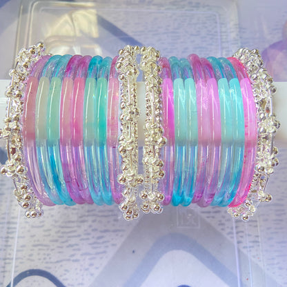 Jelly Bangles Light Pink & Light Blue Combo