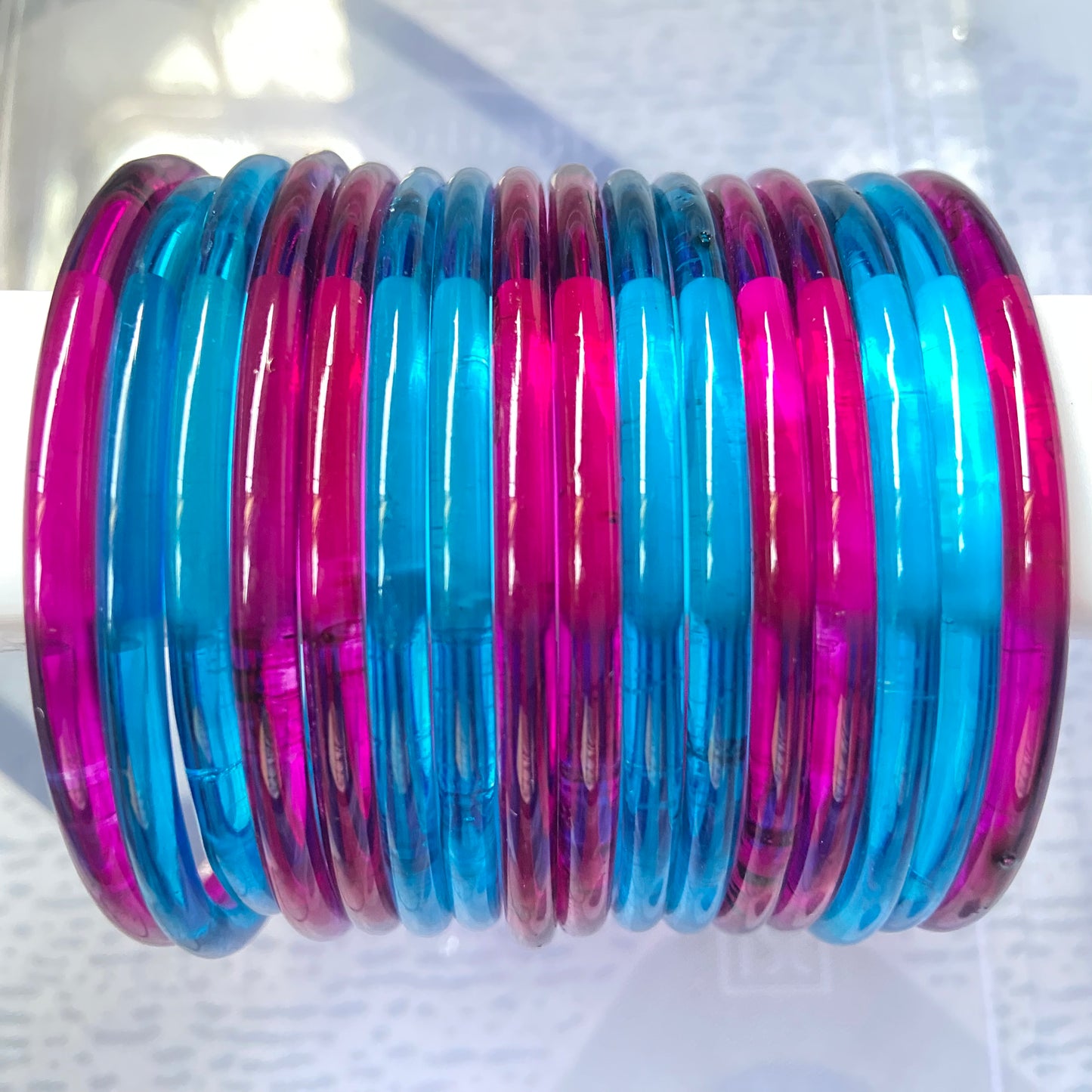Jelly Bangles Deep Blue & Rani Pink Combo