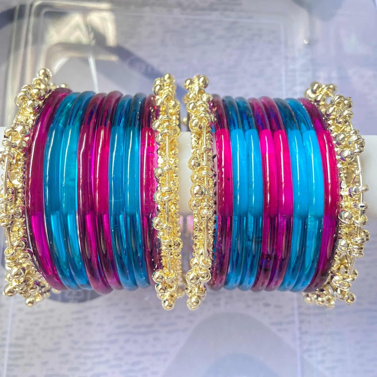 Jelly Bangles Deep Blue & Rani Pink Combo