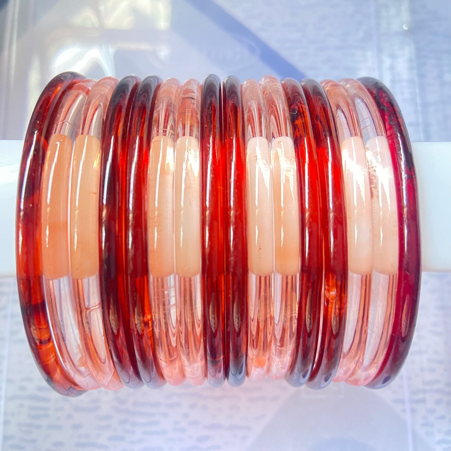 Jelly Bangles Peach & Brown Combo