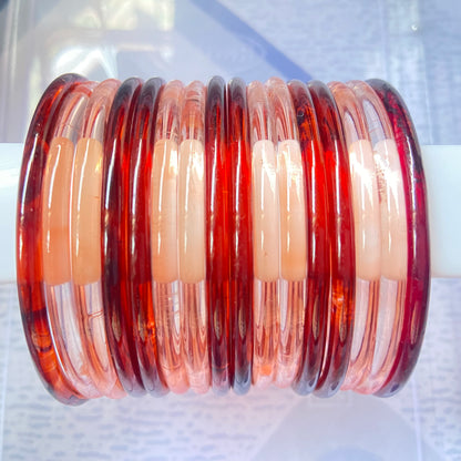 Jelly Bangles Peach & Brown Combo