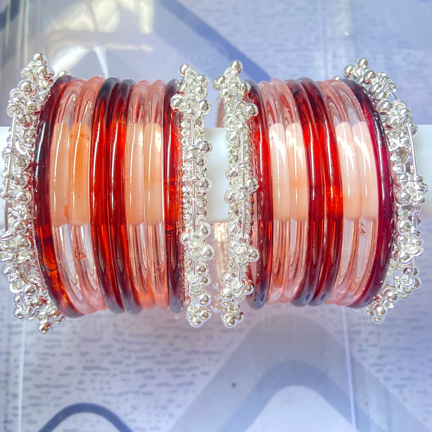 Jelly Bangles Peach & Brown Combo