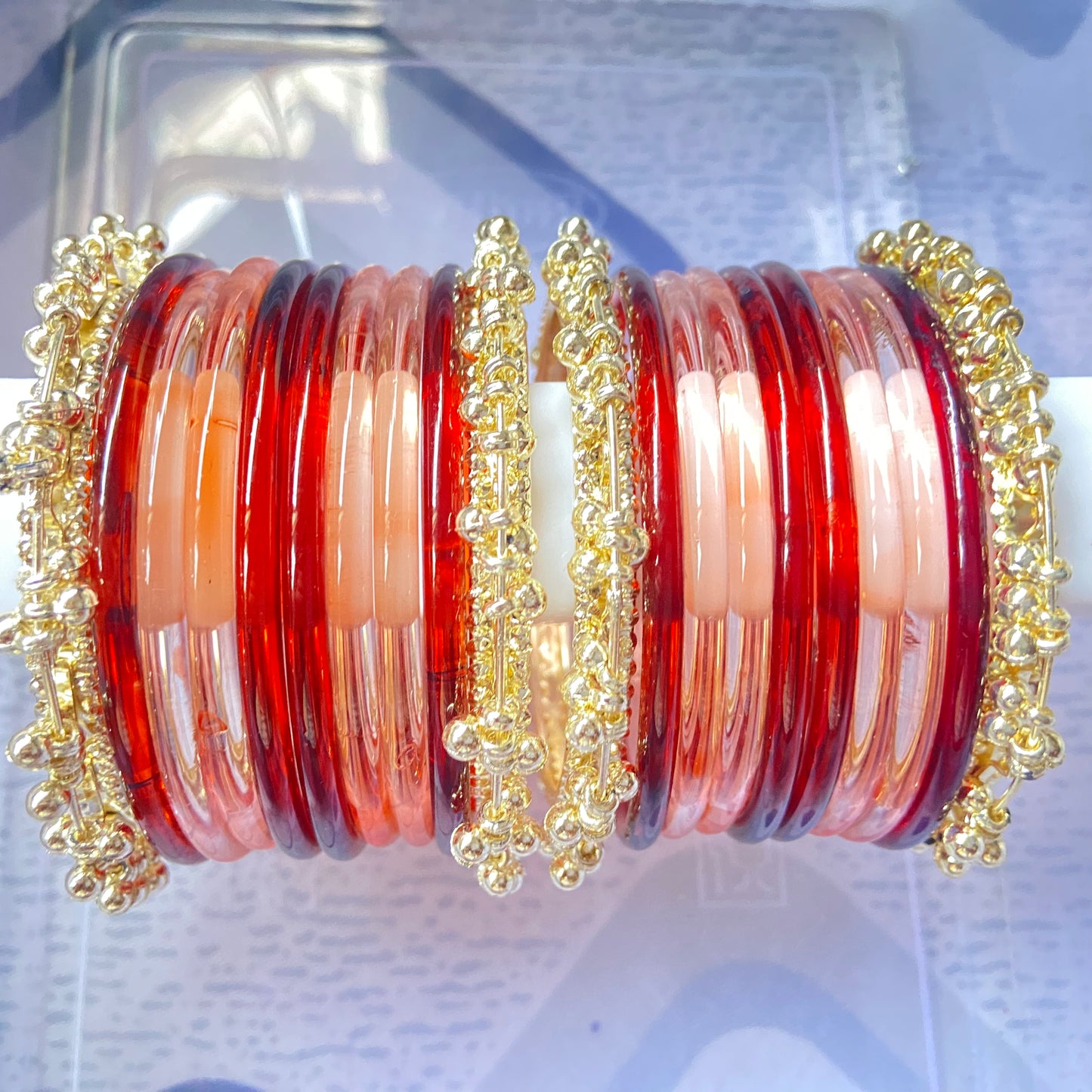Jelly Bangles Peach & Brown Combo