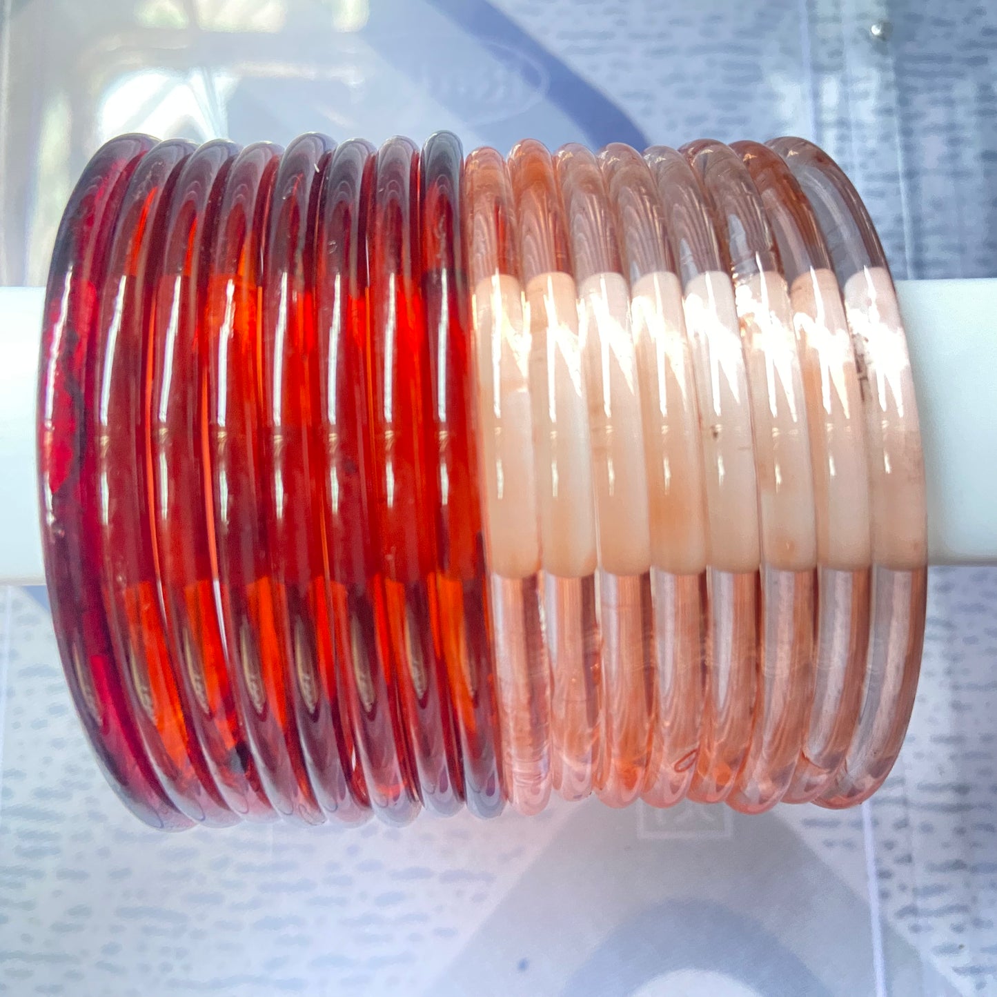 Jelly Bangles Peach & Brown Combo
