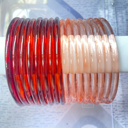 Jelly Bangles Peach & Brown Combo