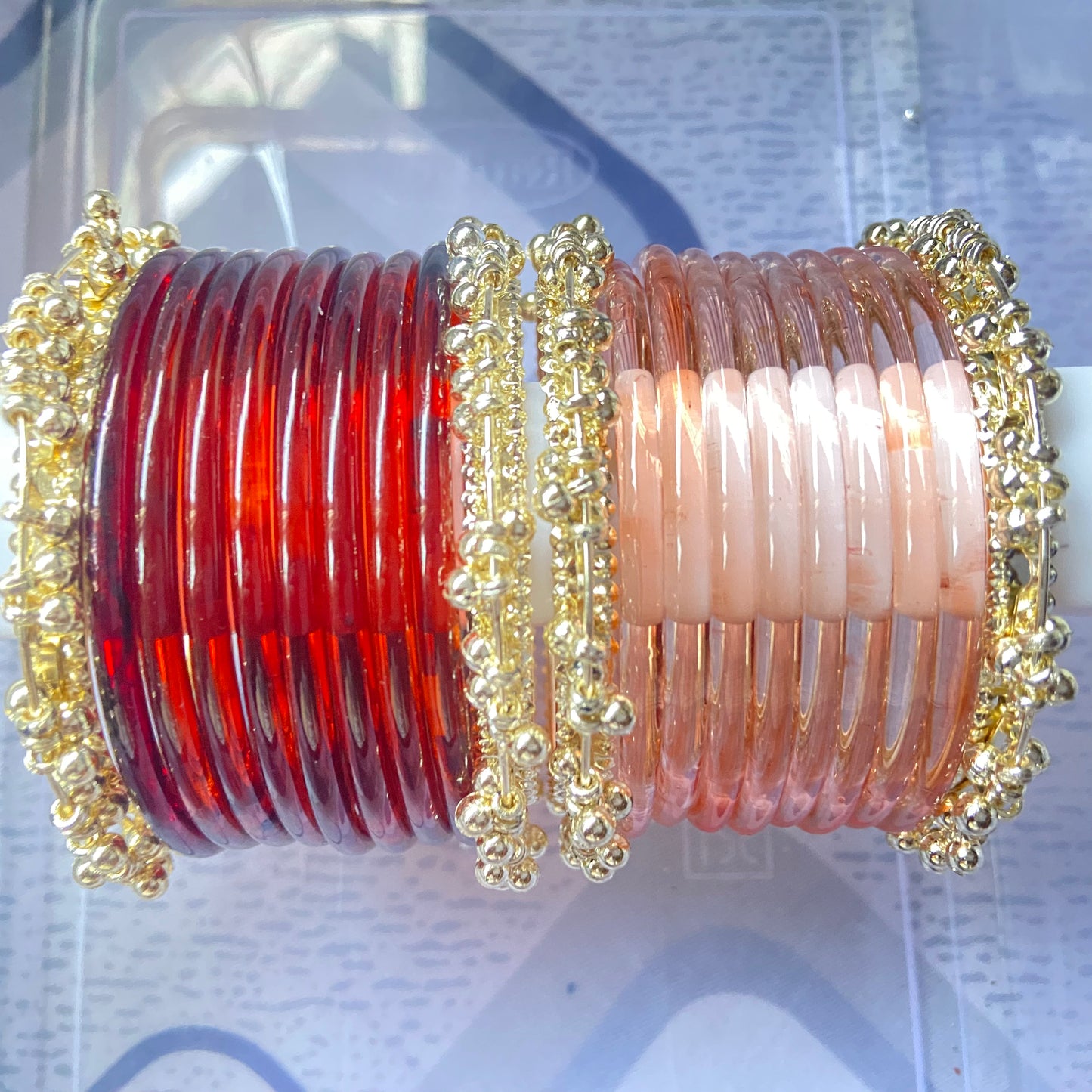 Jelly Bangles Peach & Brown Combo