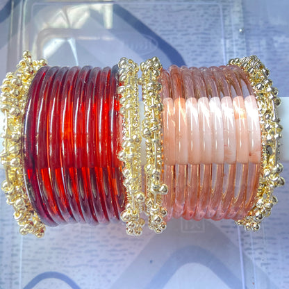 Jelly Bangles Peach & Brown Combo