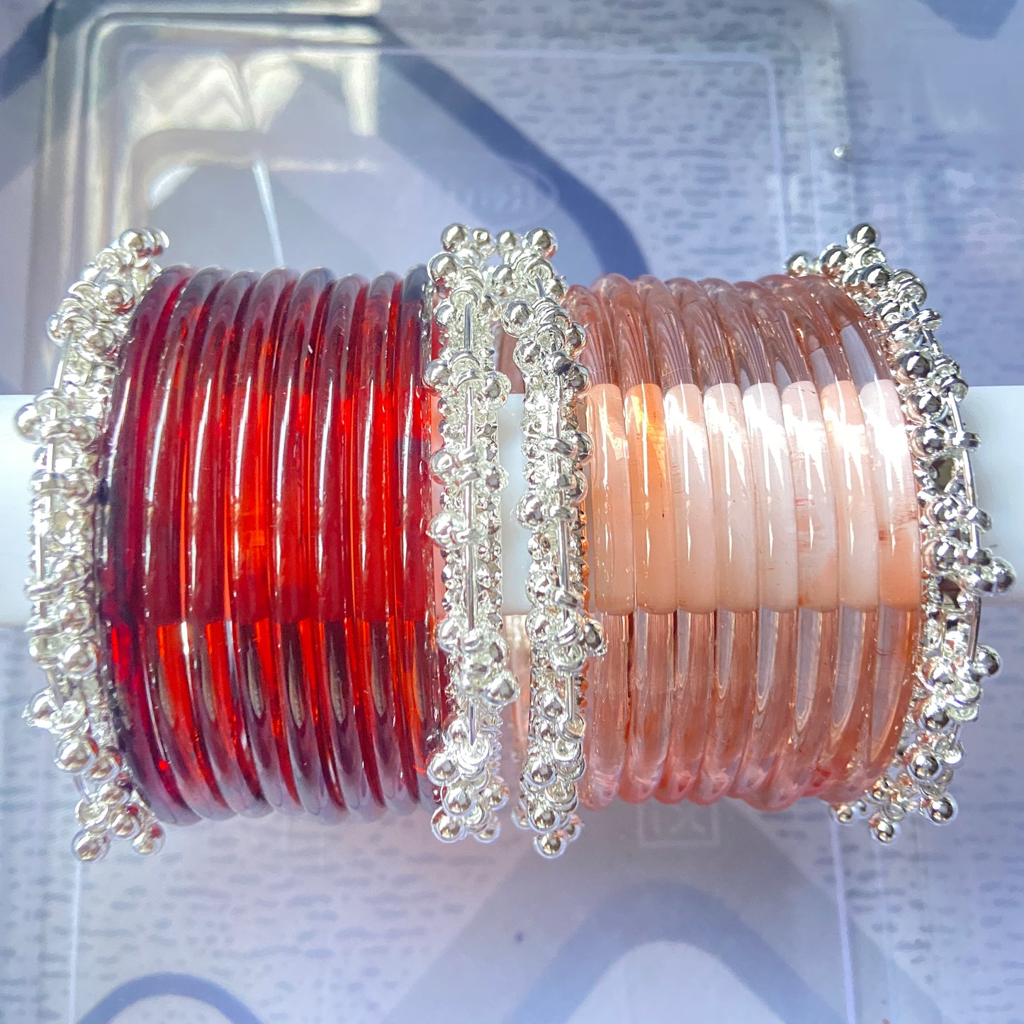 Jelly Bangles Peach & Brown Combo