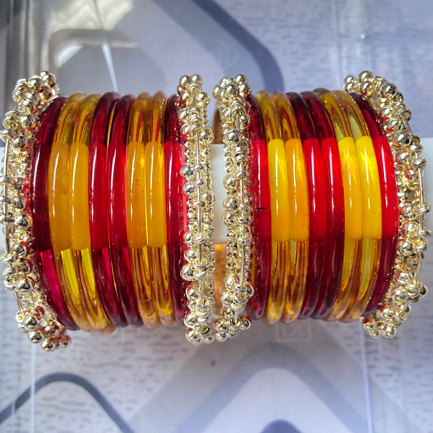 Jelly Bangles Red & Golden Combo