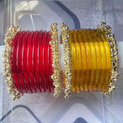Jelly Bangles Red & Golden Combo