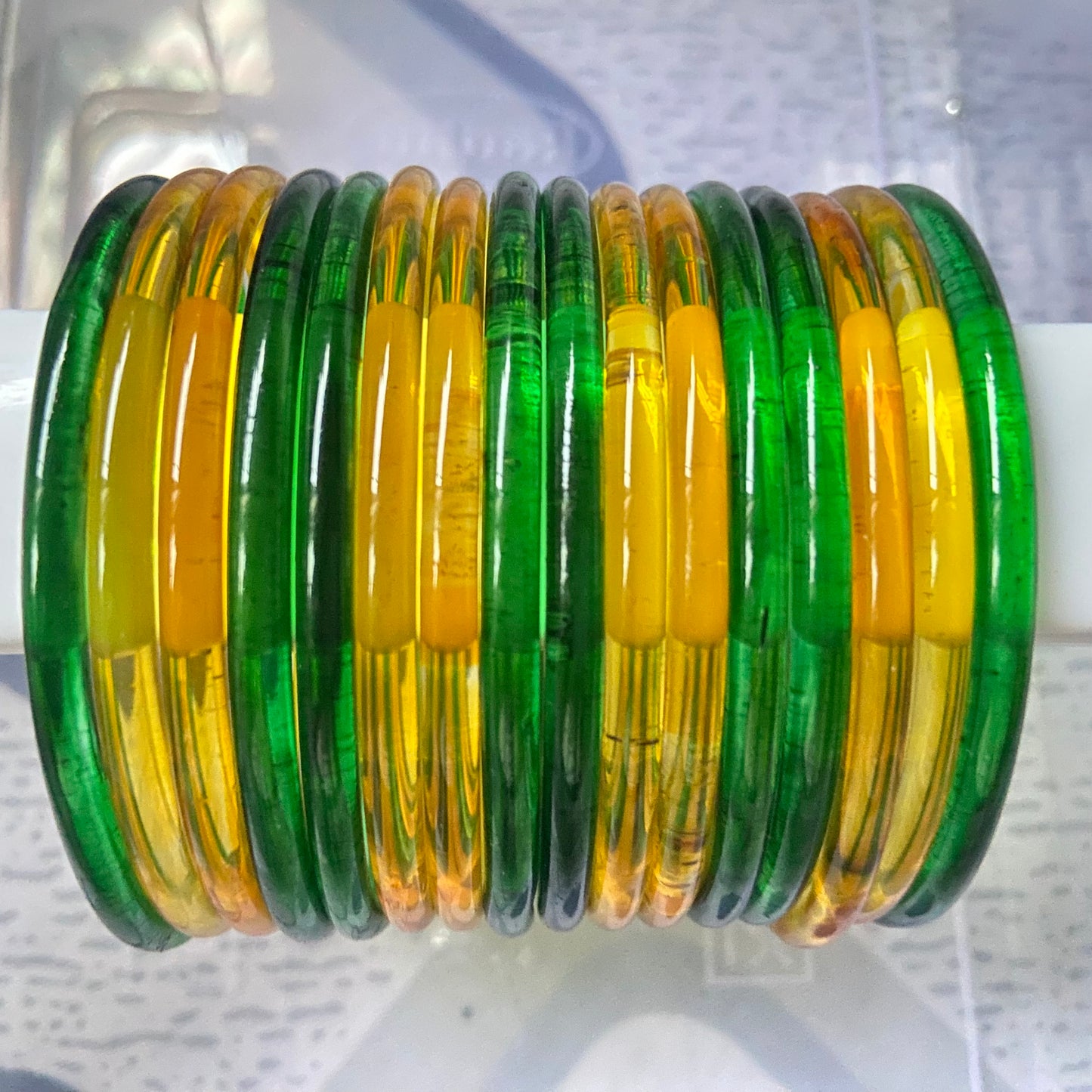 Jelly Bangles Green & Golden Combo