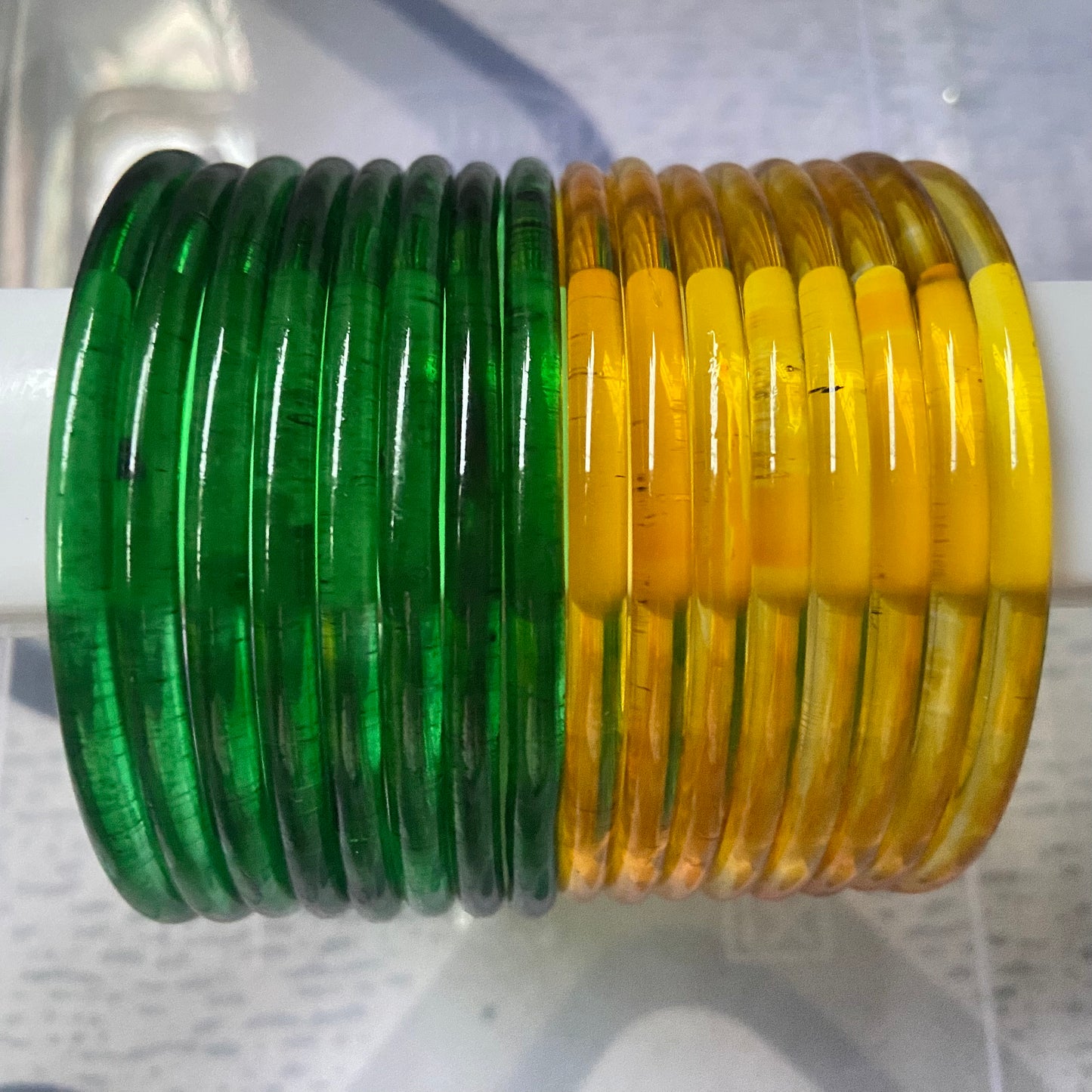 Jelly Bangles Green & Golden Combo