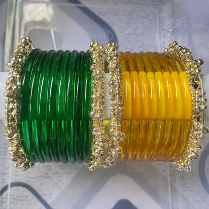 Jelly Bangles Green & Golden Combo