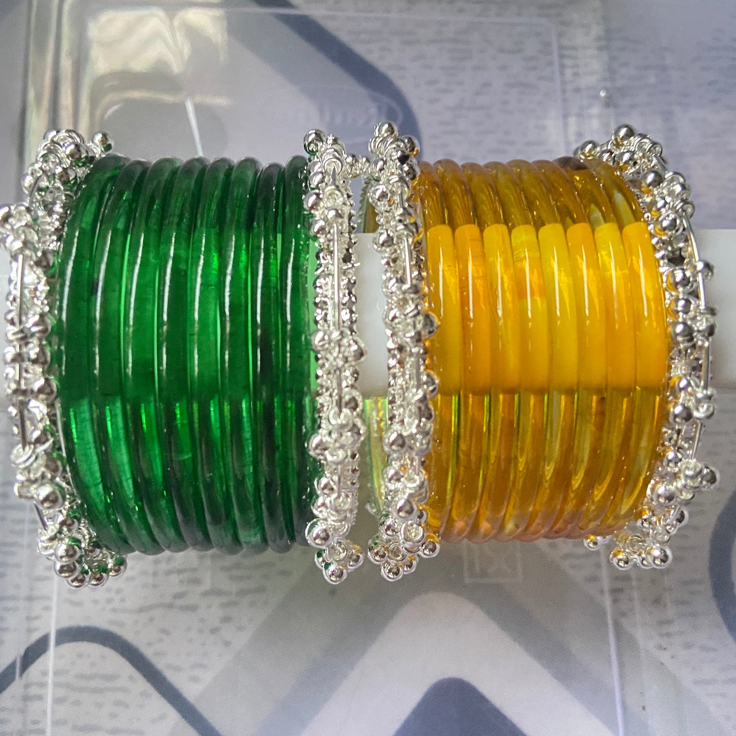 Jelly Bangles Green & Golden Combo