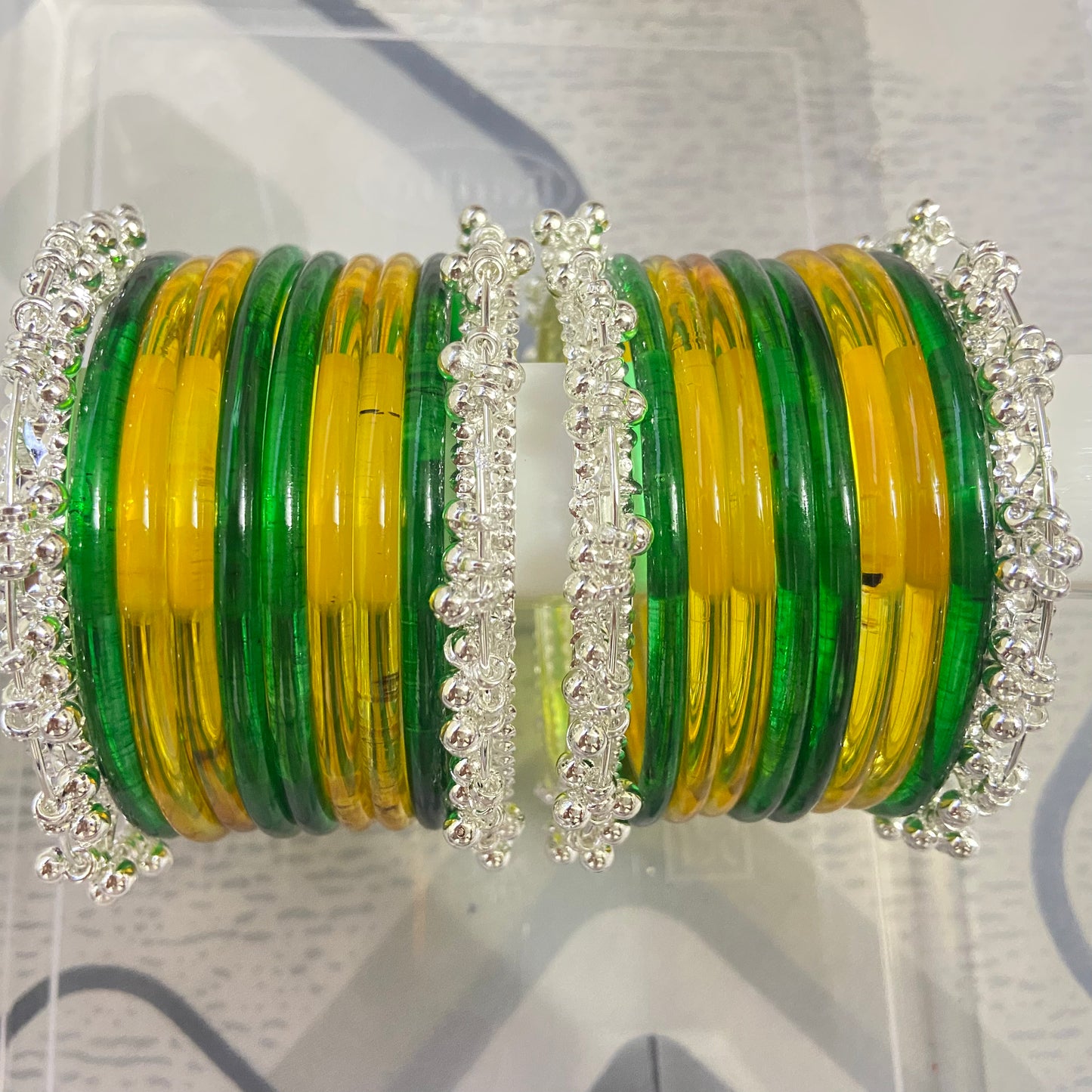 Jelly Bangles Green & Golden Combo