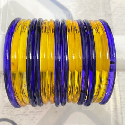 Jelly Bangles Blue and Golden Combo