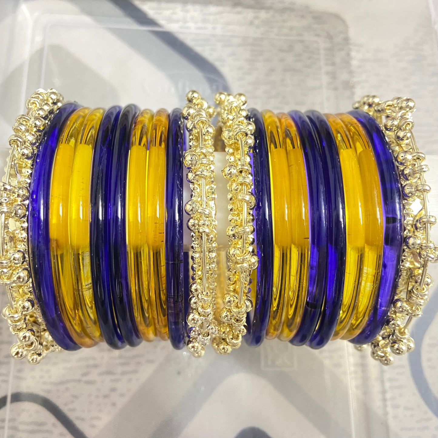 Jelly Bangles Blue and Golden Combo