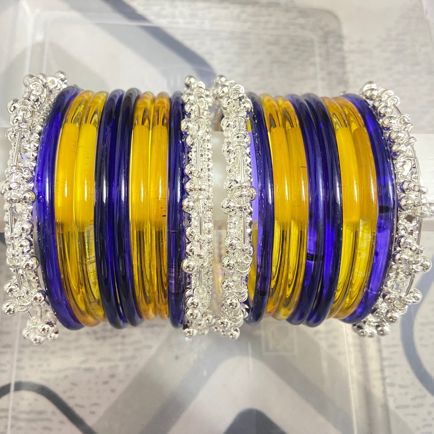 Jelly Bangles Blue and Golden Combo
