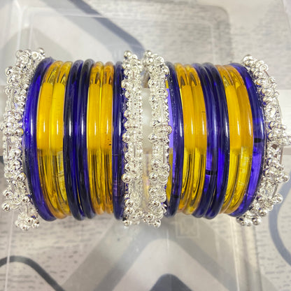 Jelly Bangles Blue and Golden Combo