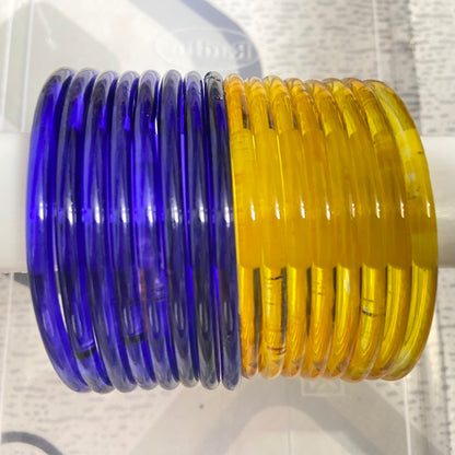 Jelly Bangles Blue and Golden Combo