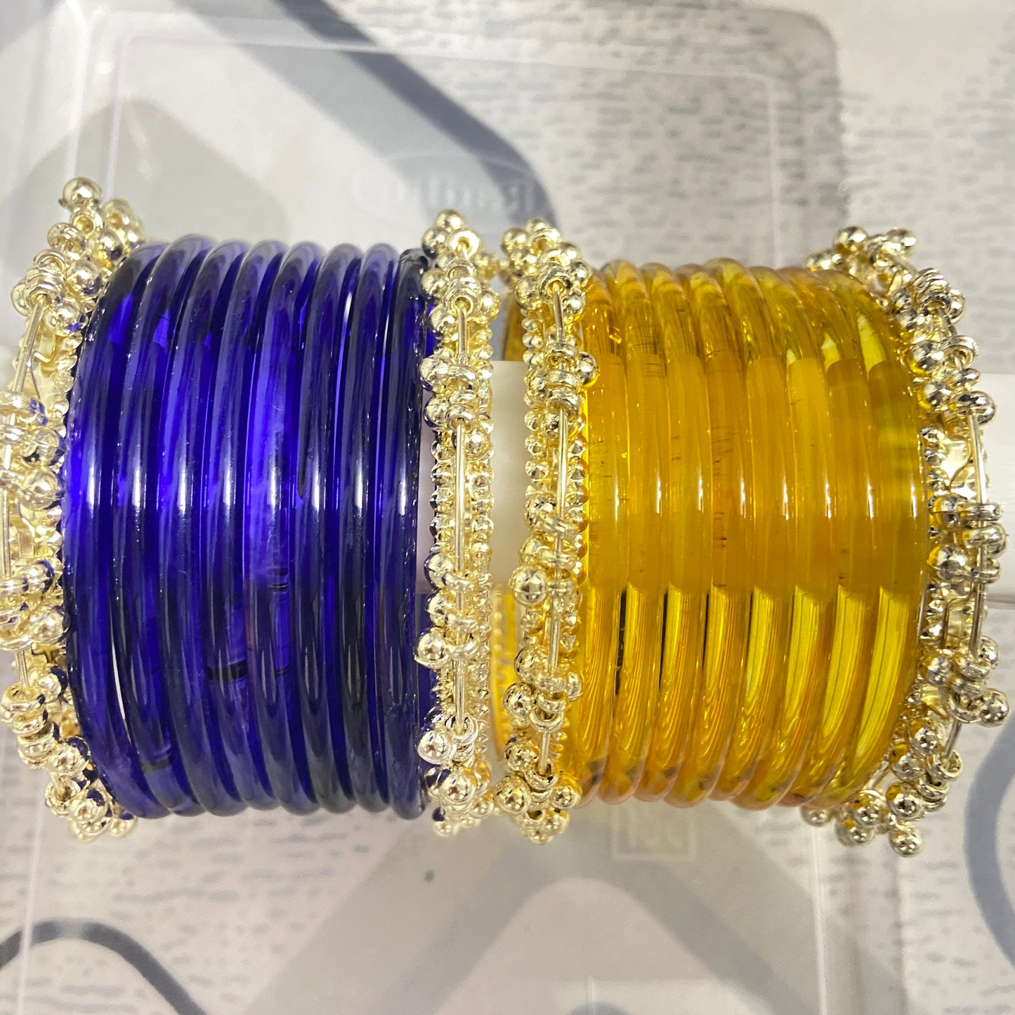 Jelly Bangles Blue and Golden Combo