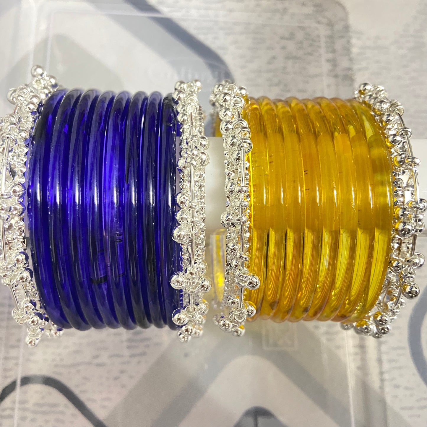 Jelly Bangles Blue and Golden Combo
