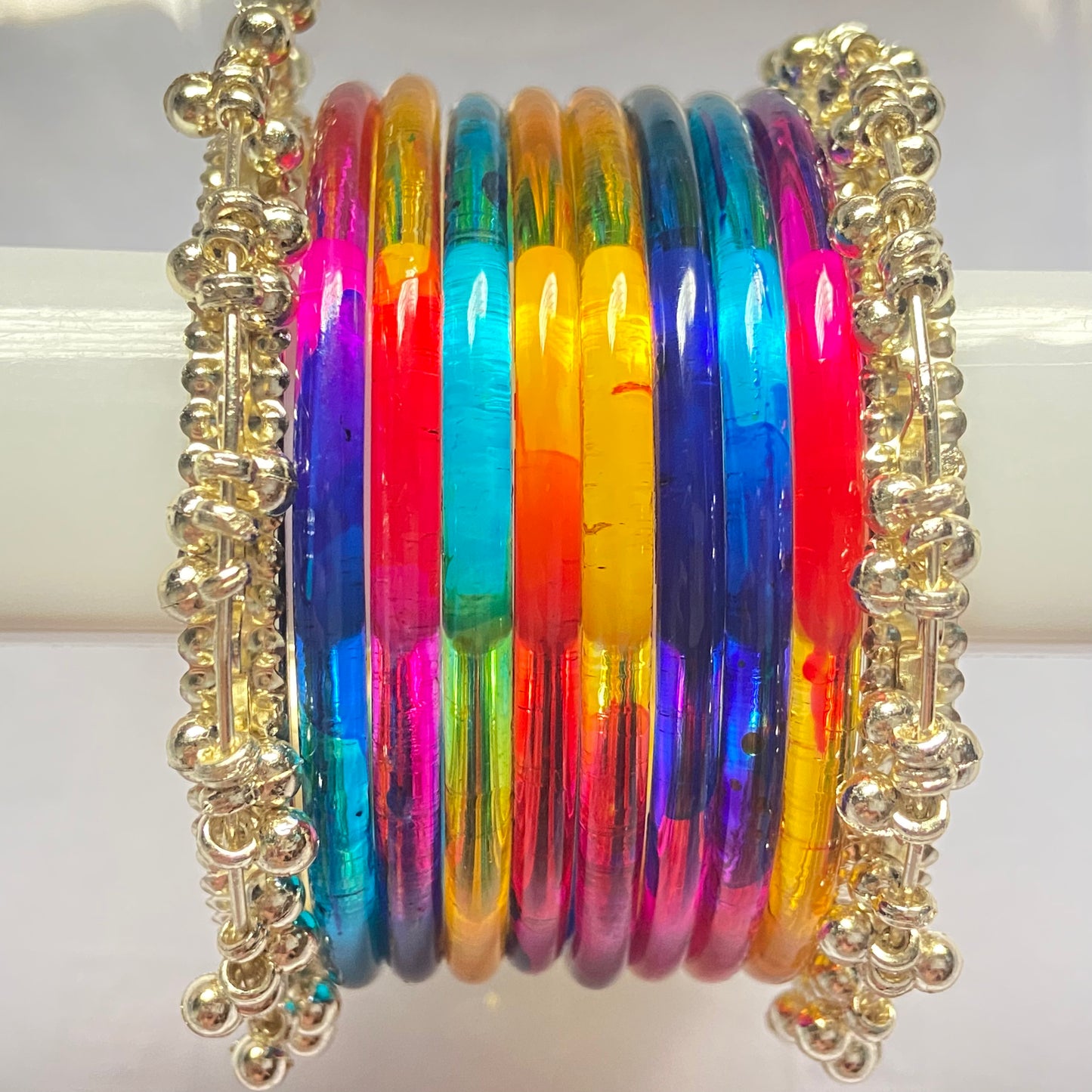 Deep Multicolor Jelly Bangles Set