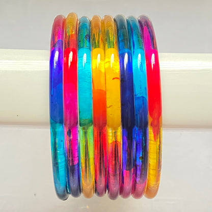 Deep Multicolor Jelly Bangles Set