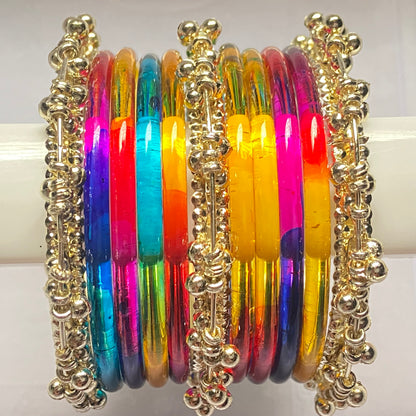 Deep Multicolor Jelly Bangles Set