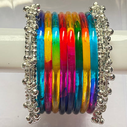 Deep Multicolor Jelly Bangles Set