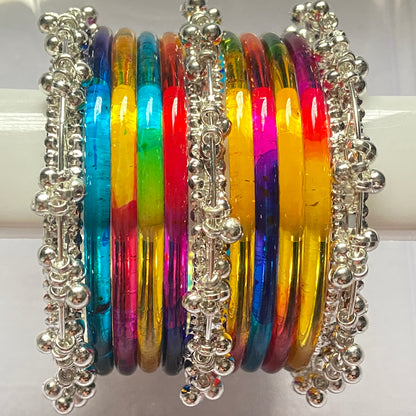 Deep Multicolor Jelly Bangles Set