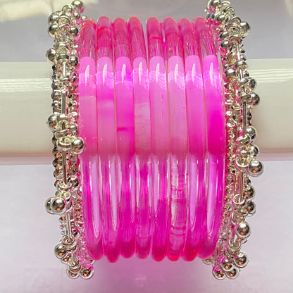 Pink Jelly Bangles Set