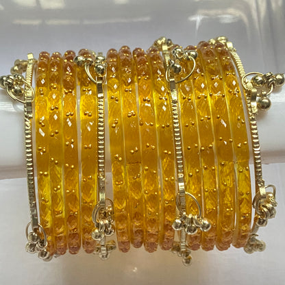 Golden Raindrop Bangles Set