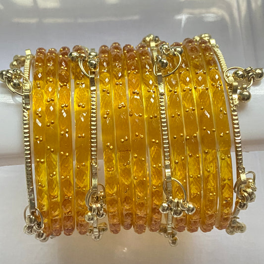 Golden Raindrop Bangles Set